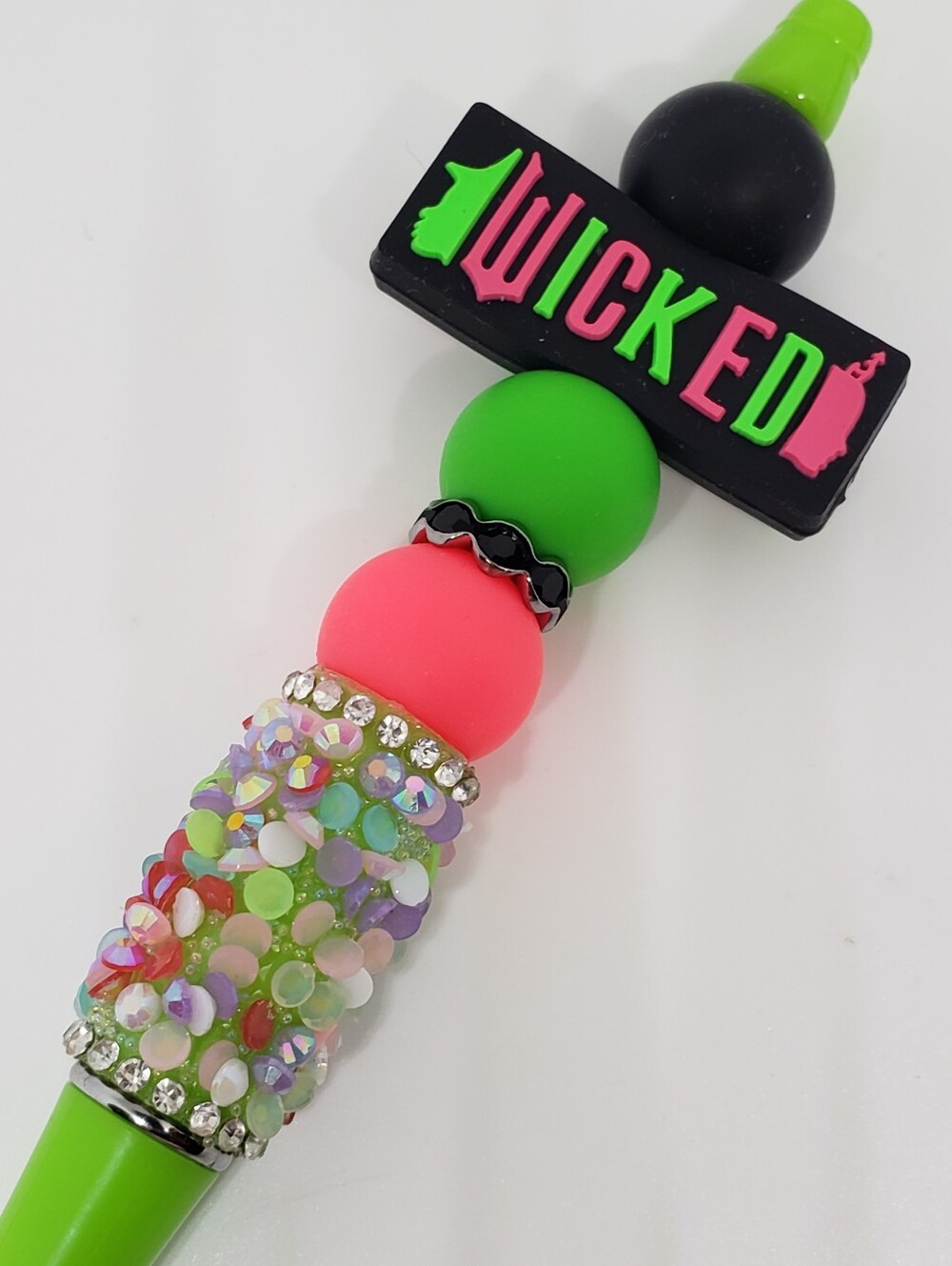 Handmade Rhinestone Wicked Beaded Silicone Focal Bead Pen